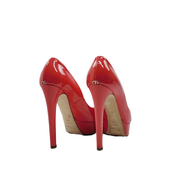 Dior Coral Pink Patent Leather Platform Pumps - Picture 5 of 11